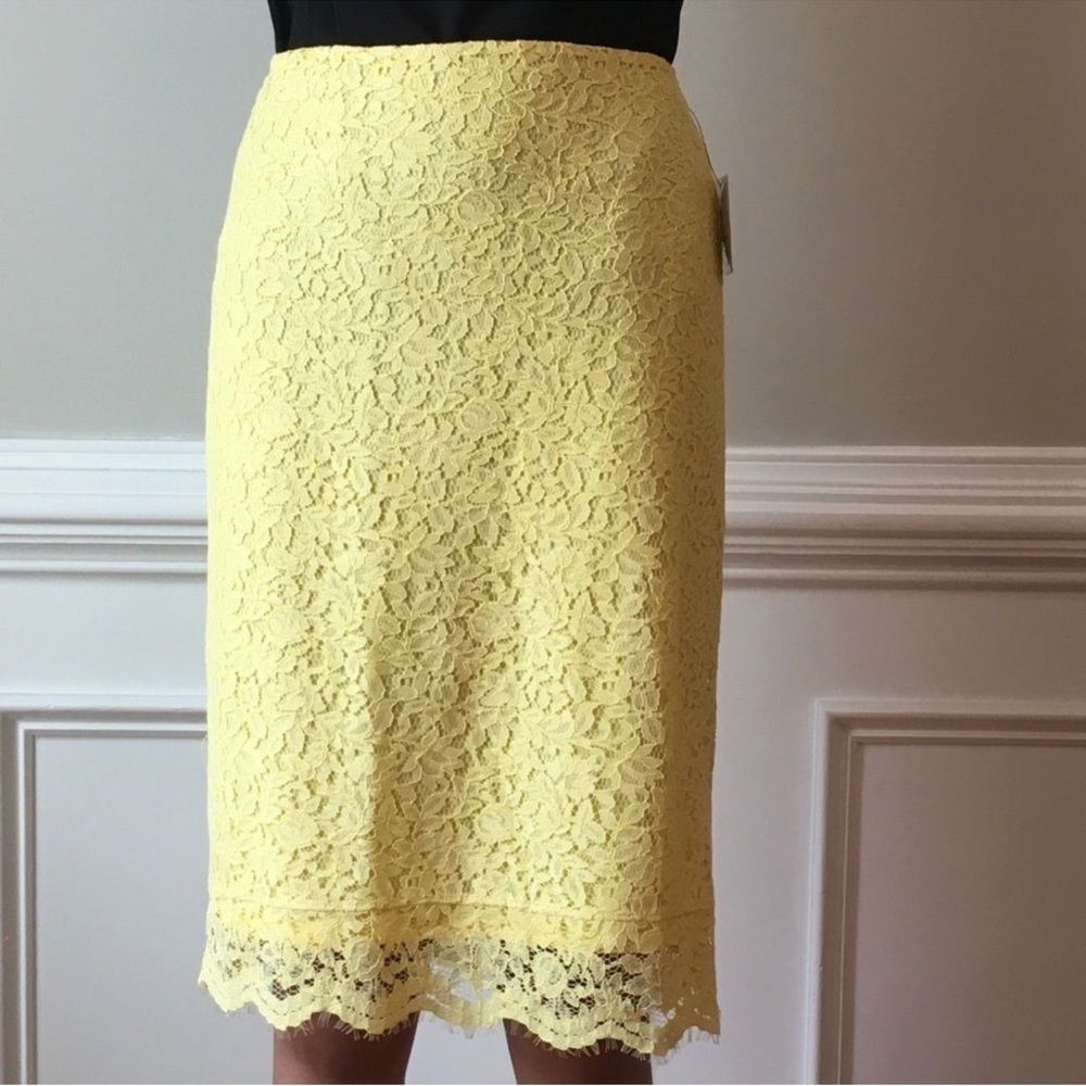 Liz Claiborne Yellow Lace Pencil Skirt